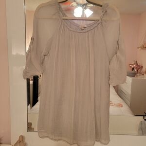 Ambra Women's Silky Light Gray Blouse